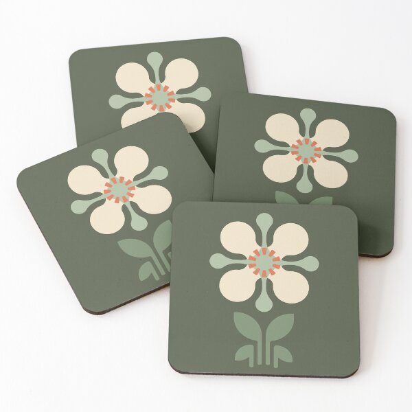 Item preview, KF 0145 B - Estampado Floral Vintage Retro Años 70 en Verde designed and sold by KhakiFinch.