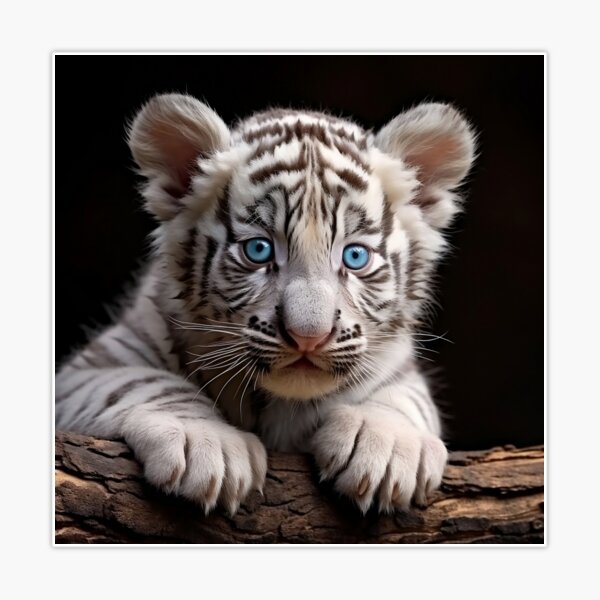 White Baby Tiger Sticker for Sale by Strivient