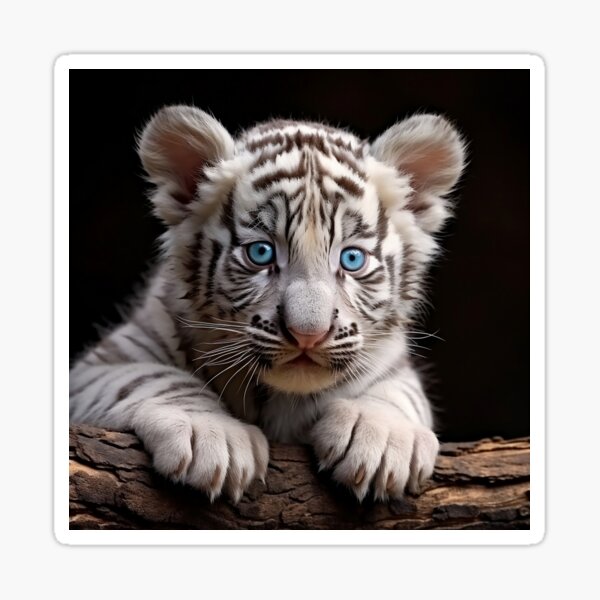exotic baby white tiger cub print Sticker for Sale by dcrc