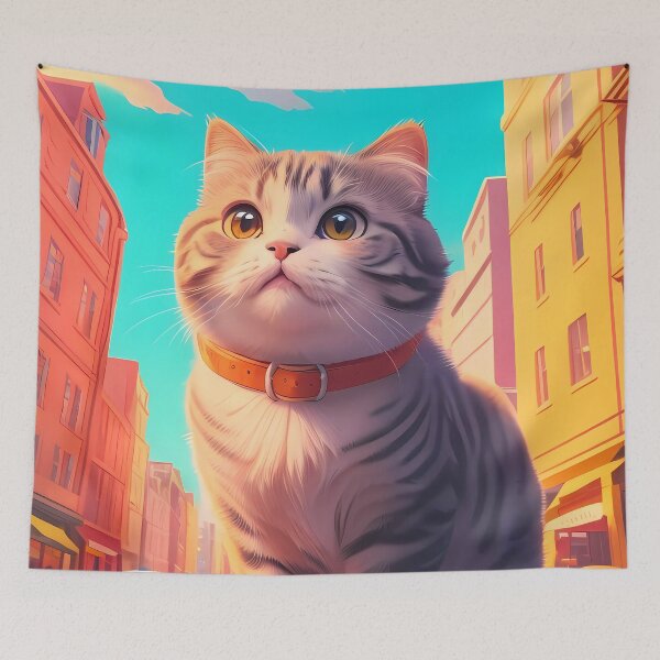 Item preview, Scottish Fold Cat Urban Landscape designed and sold by purrfect pattern.