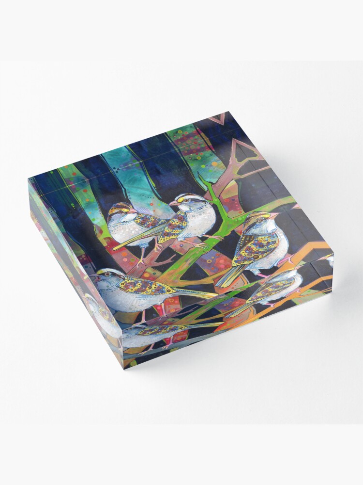 Alternate view of White-throated Sparrows Painting - 2012 Acrylic Block