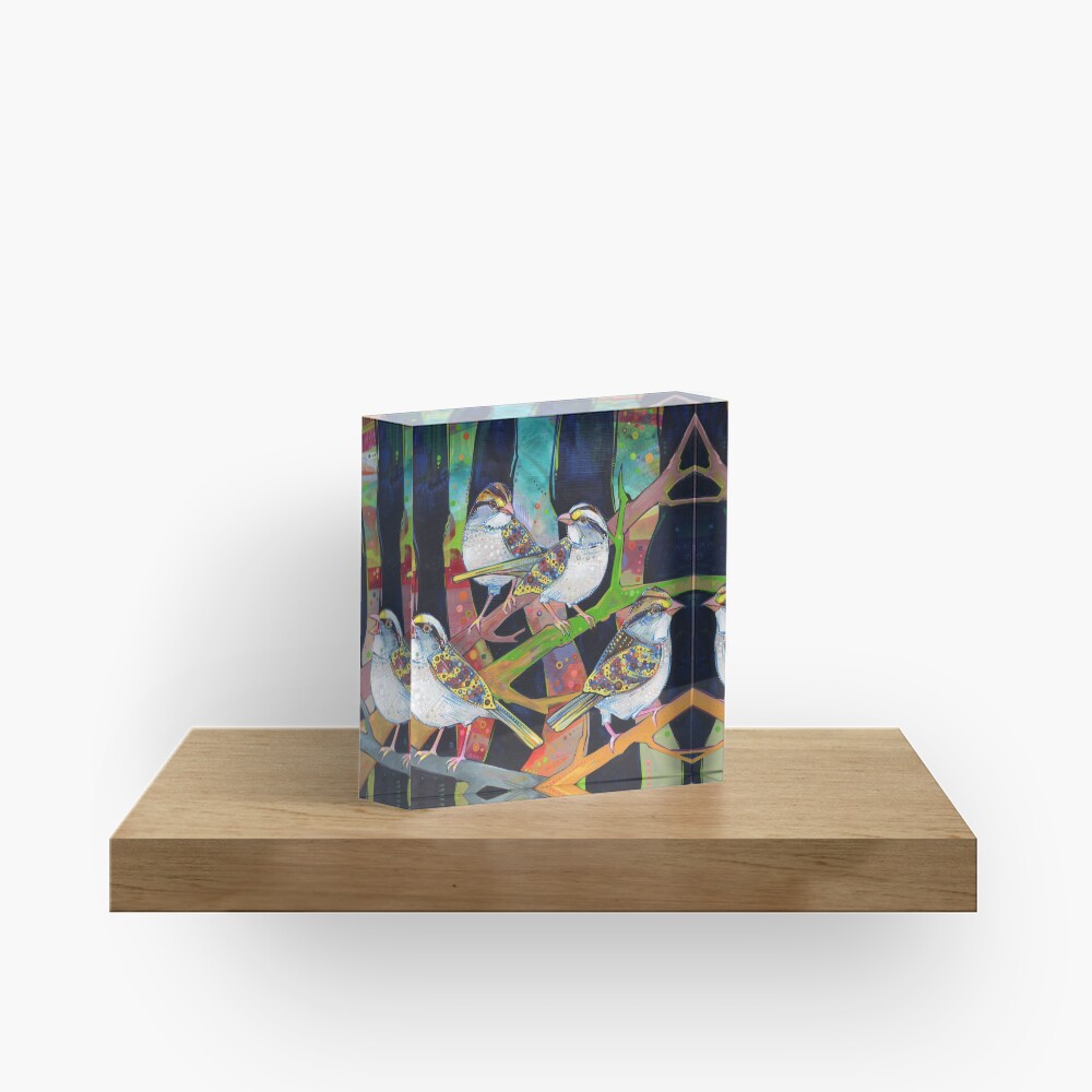 White-throated Sparrows Painting - 2012 Acrylic Block