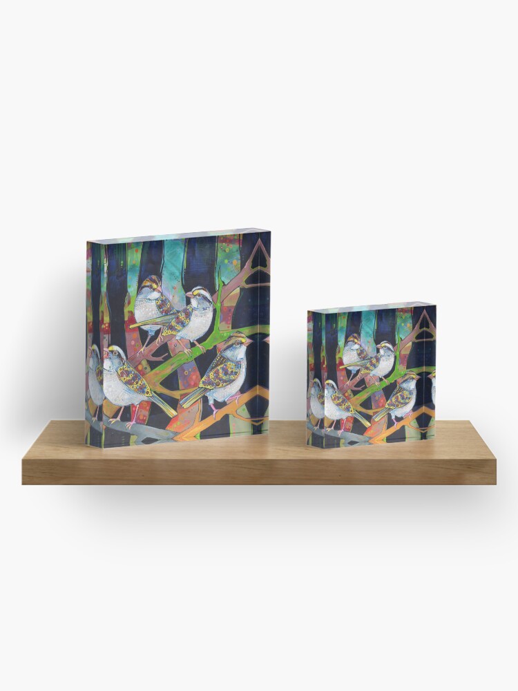 Alternate view of White-throated Sparrows Painting - 2012 Acrylic Block