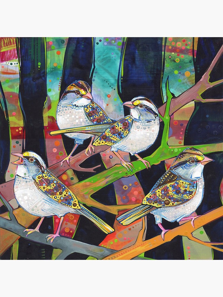 White-throated Sparrows Painting - 2012 by gwennpaints
