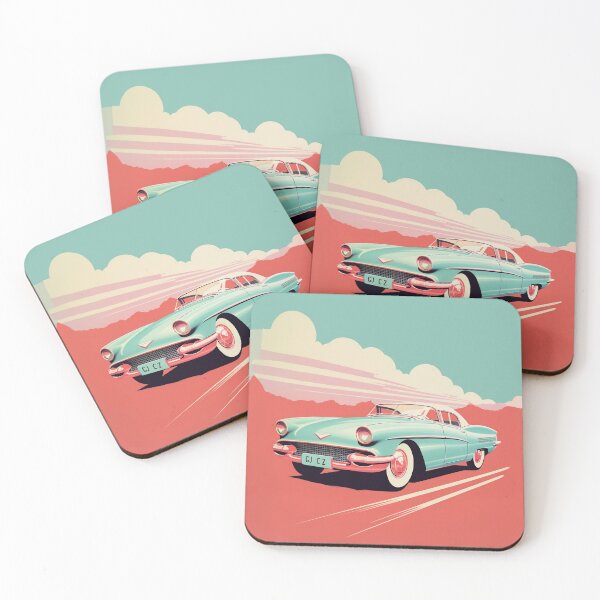 Artikelvorschau, Vintage-Retro-Klassiker Cadillac in Pastellfarben entworfen und verkauft von GoldenTimesCafe.