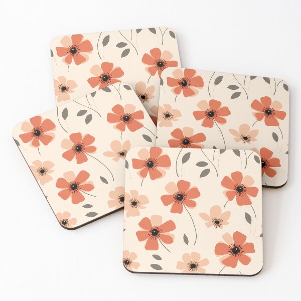 Item preview, Orange colour flower in Beige background designed and sold by sakurashorty.