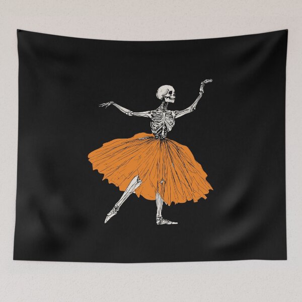 Item preview, Dancing Skeleton Ballerina In Orange Tutu Ballet Dancer Halloween Costume Dance Girl designed and sold by alenaz.