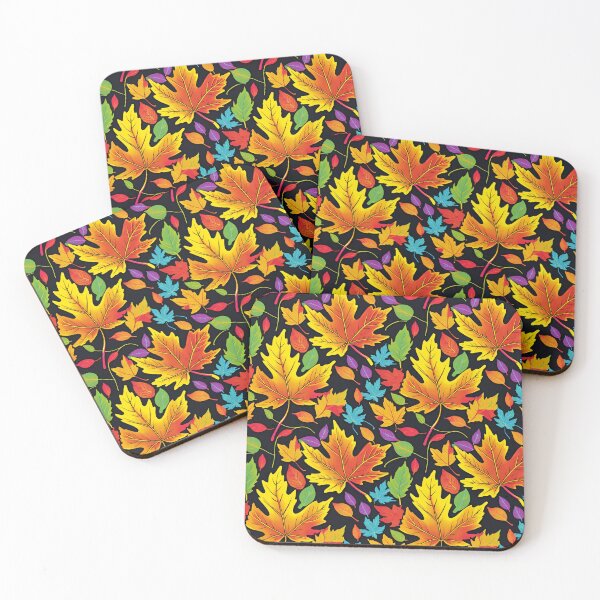 Item preview, Multicoloured Atumn Leaves On A Black Background Repeating Pattern designed and sold by Image-Caption.