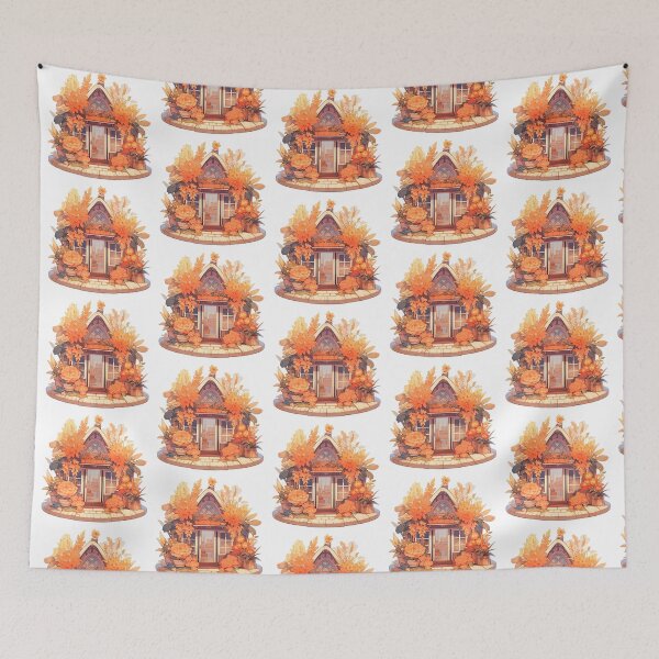 Item preview, Cute Cozy Cottagcore Harvest Festival Cottage designed and sold by CozyKawaiiArt.