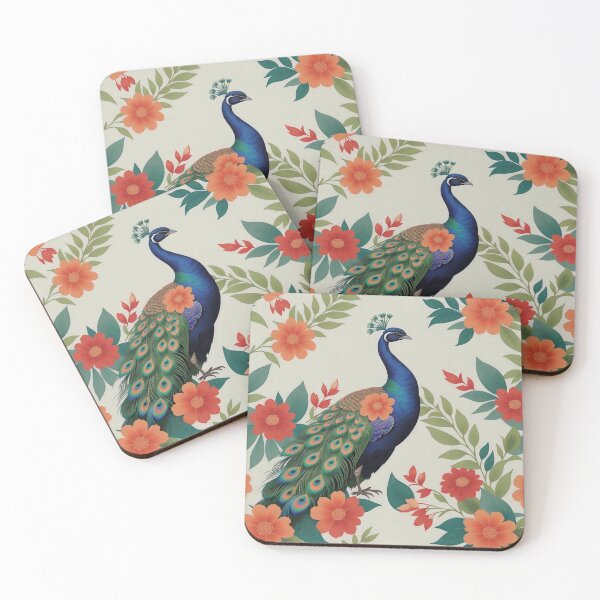 Item preview, Peacocks show off their beauty and flowers bloom. designed and sold by PopProArt.