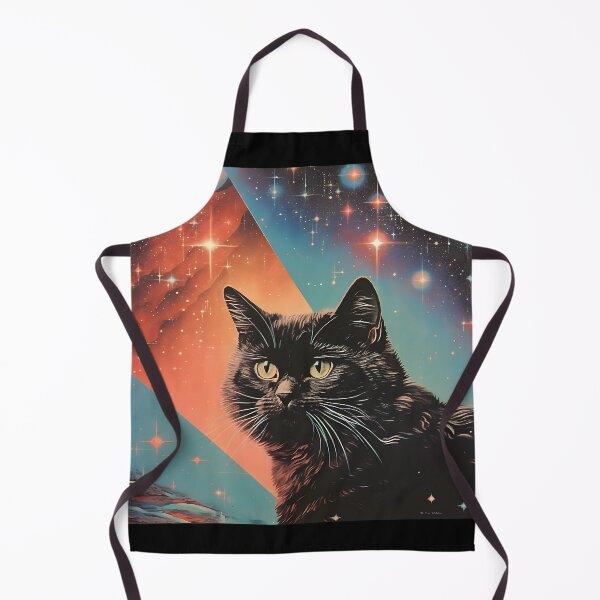 Item preview, Collage Style Black Fluffy Cat and Cosmic Landscape with Planets, Nebula, Starry Night Sky and Shining Stars designed and sold by Je-we.