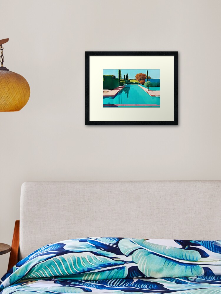 Aperçu 2 sur 7. Impression encadrée avec l'œuvre Au bord de la piscine 2 créée et vendue par MadeleinesINK.