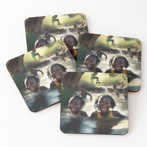 Item preview, Happy African Kids Swimming  designed and sold by Atokeh.
