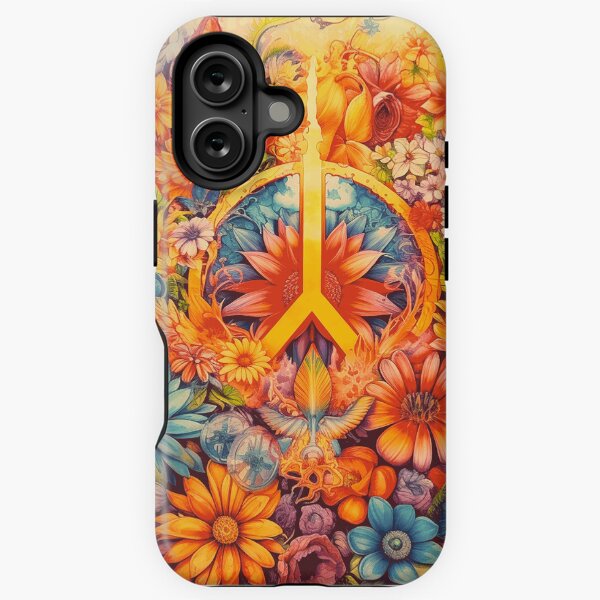 Item preview, Cool Retro 70s Peace Sign With Flowers  designed and sold by Lovemountain.