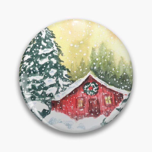 Item preview, Escena de invierno de cabaña con corona designed and sold by Sherry Jarvis.
