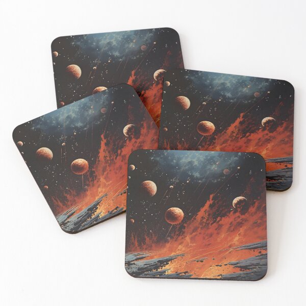 Item preview, Cosmic Landscape of Extraterrestrial Surface with Erupting Lava, Planets and Shining Stars designed and sold by Je-we.