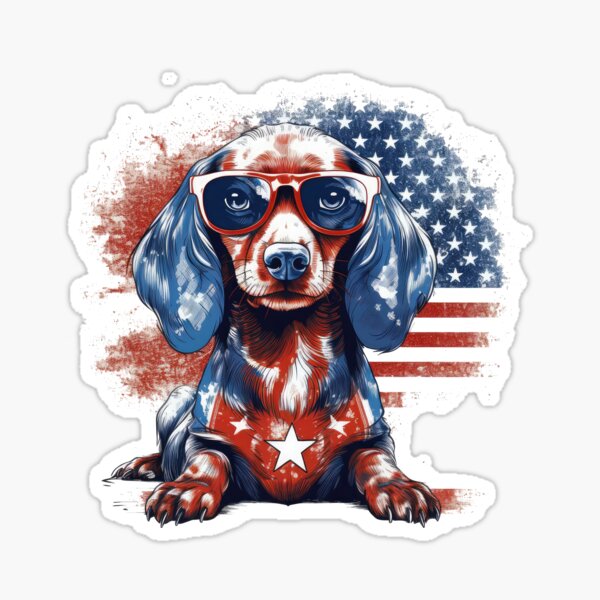 Item preview, Patriotic Dachshund with USA Sunglasses designed and sold by TheUSAFantasy.