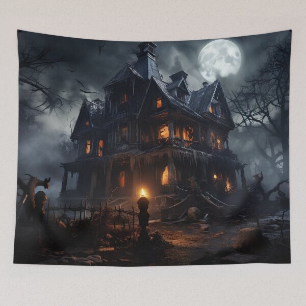 Item preview, Spooky Halloween house digital print designed and sold by dcrc.