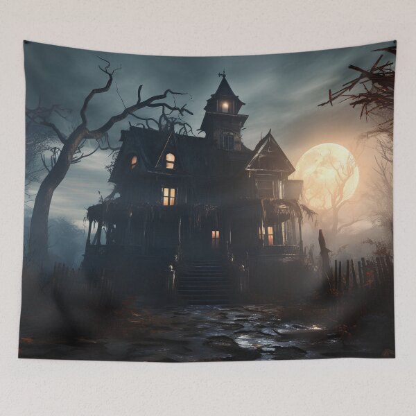 Item preview, Spooky Halloween house digital print designed and sold by dcrc.