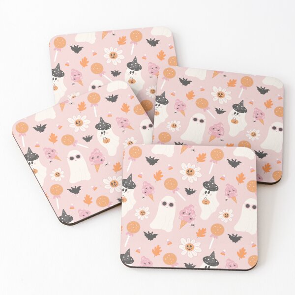 Item preview, Ghost Party Pink Background Seamless Pattern Print designed and sold by Lucy Ortiz Studio.