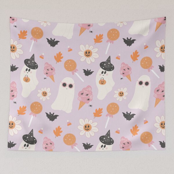 Item preview, Ghost Party Lavander Background Seamless Pattern Print designed and sold by Lucy Ortiz Studio.