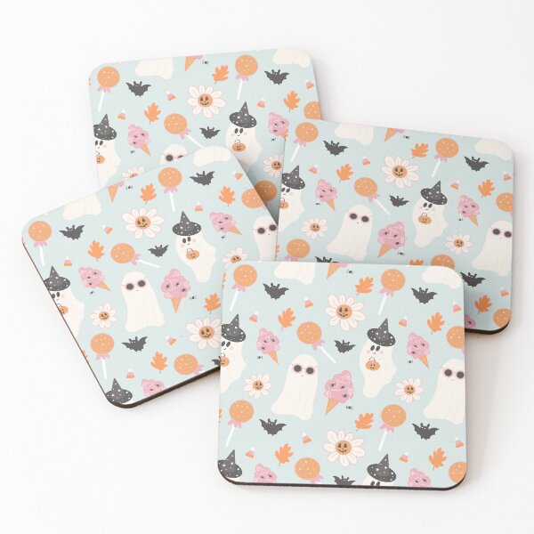 Item preview, Ghost Party Blue Background Seamless Pattern Print designed and sold by Lucy Ortiz Studio.