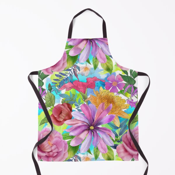 Artikelvorschau, Tropischer Blumen-Aquarelldruck. Hibiskus, Pfingstrose, Sternmagnolie, Chrysanthemenblüten. Bunter Sommerdschungel entworfen und verkauft von likapix.