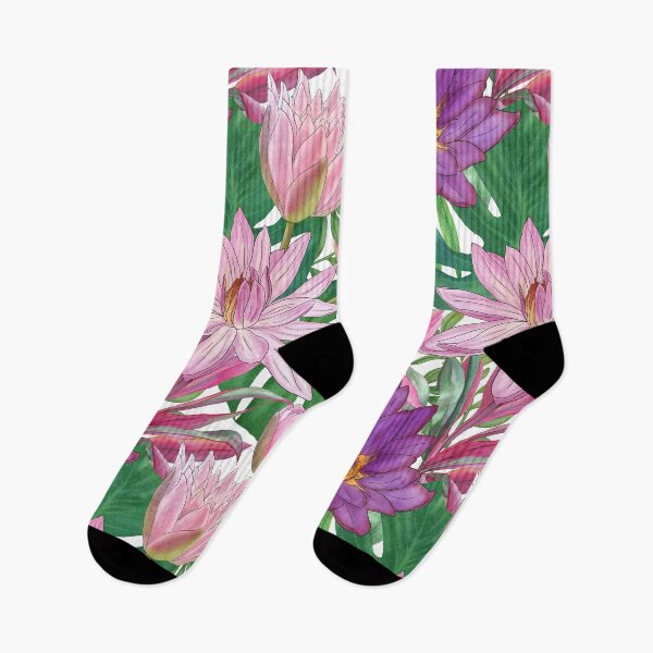 Artikelvorschau, Seerose, Monstera hinterlässt tropische Aquarell-Illustration. Exotischer Sommerblumendruck. Bunter Sommerdschungel entworfen und verkauft von likapix.