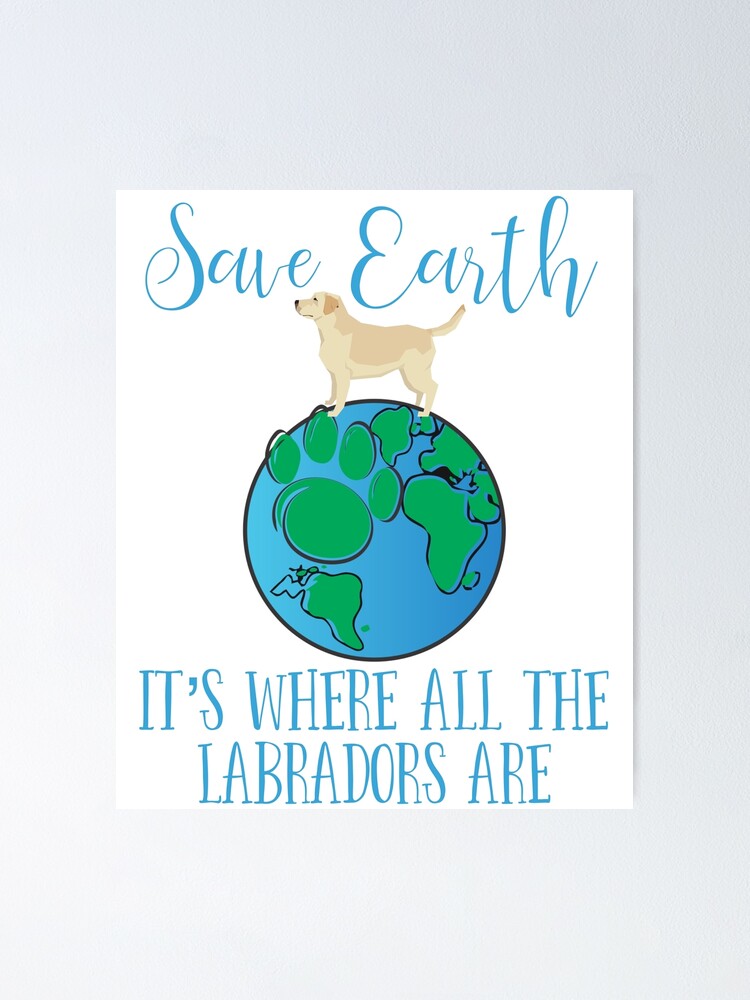 Yellow Labrador Earth Day Design Save Earth Paw Print Globe