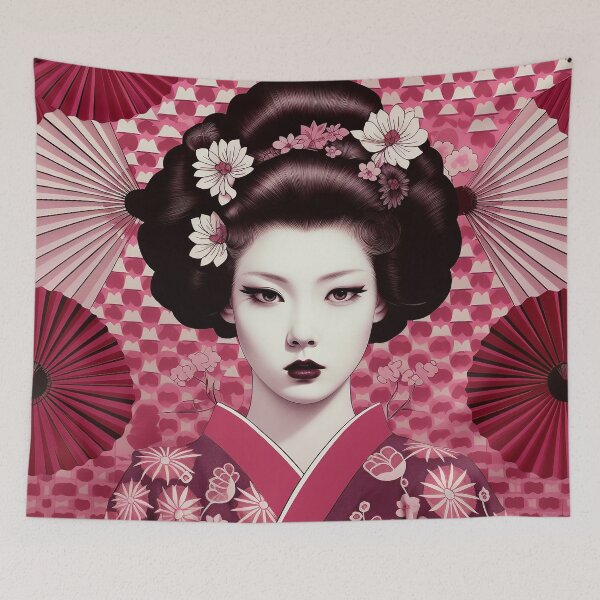 Artikelvorschau, Japanische Maiko Op Art Burgund 2 entworfen und verkauft von Meeheemaha.