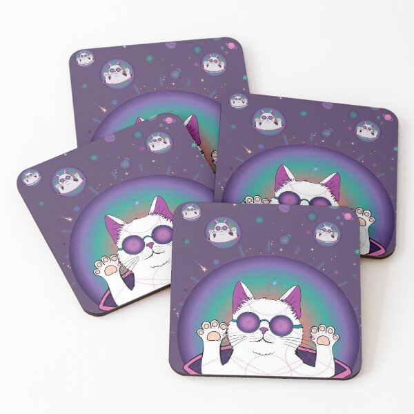Item preview, psychedelic space cats with sunglasses floating hippie trip  designed and sold by FLIP-original.