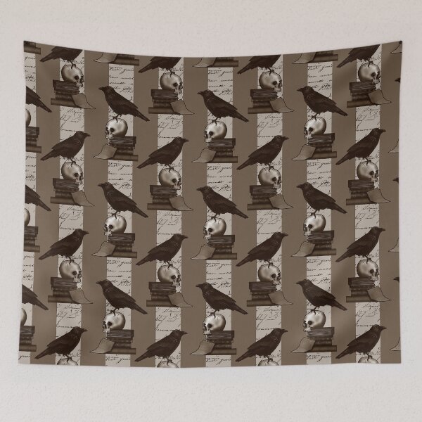 Item preview, Dark Academia Raven And Skull Pattern designed and sold by Gemma Compton.