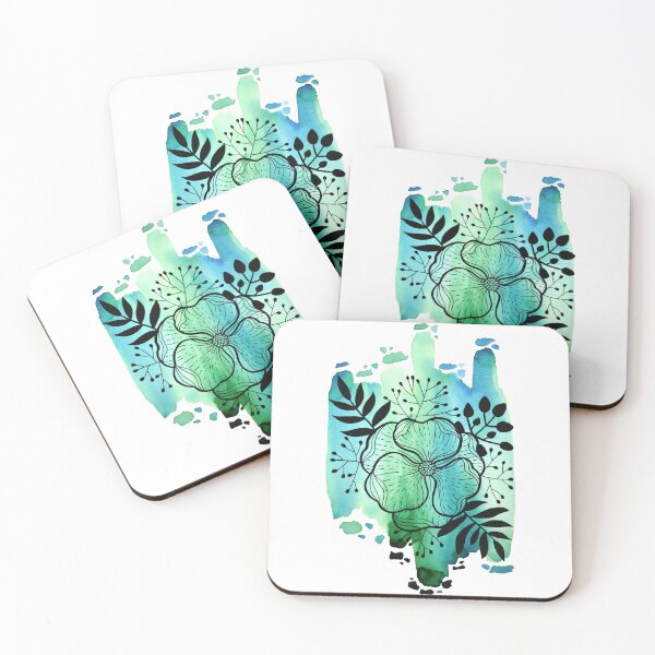 Item preview, Turquoise Watercolor Flower Duda designed and sold by BEATRIZKOBORI.