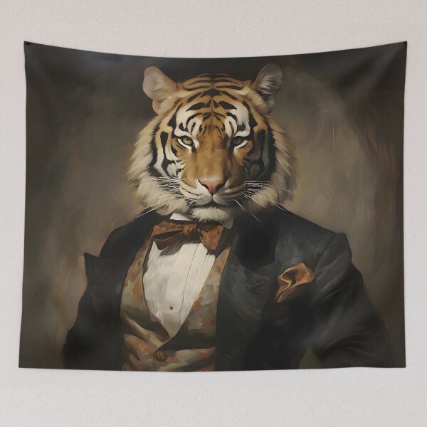 Item preview, Tiger Portrait Dapper Animal Art designed and sold by ConfettiSkyArt.