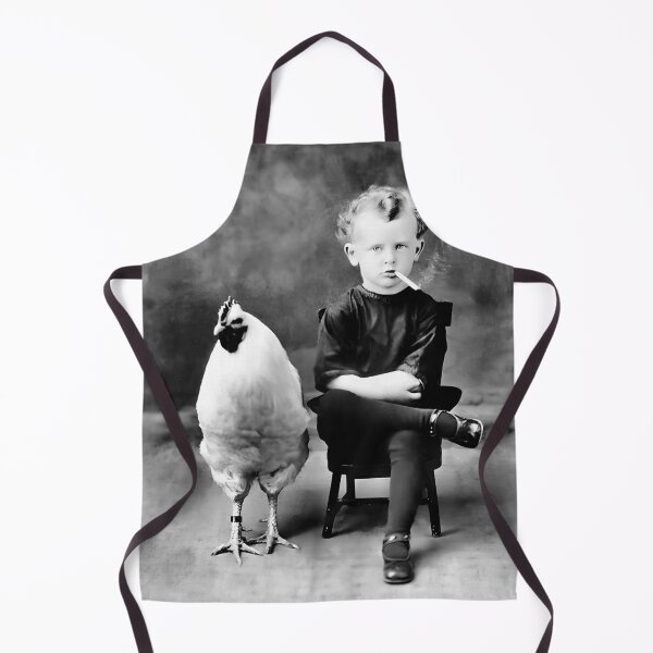 Item preview, Boy and Chicken, Black and White, Funny Vintage Old Photo designed and sold by modernretro.