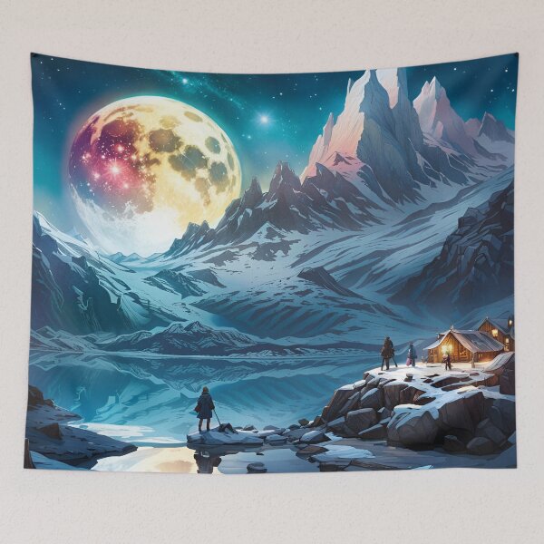 Item preview, Moon over frozen lake designed and sold by BansheeTales.