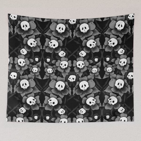 Item preview, Whimsigothic Grey Skull Flower Garden designed and sold by Gemma Compton.
