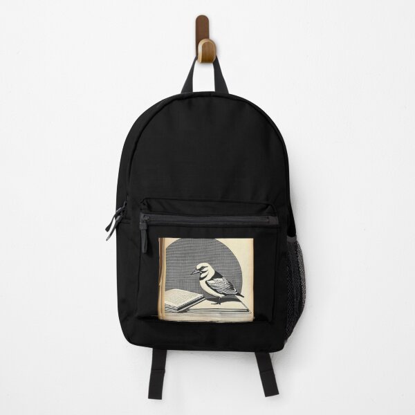 Item preview, Bird standing next to a book (vintage style) designed and sold by Frenchbullrufo.