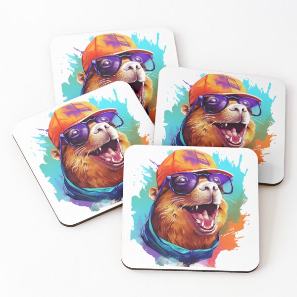 Item preview, Colorful Happy Capybara in sunglasses designed and sold by Dreamtodream.