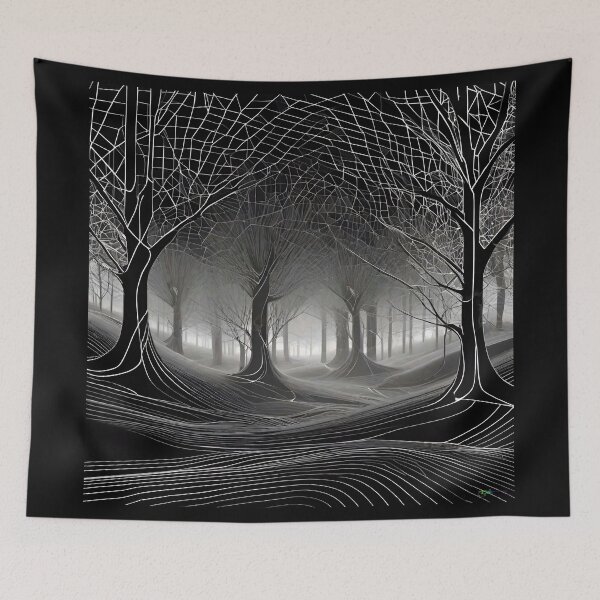 Item preview, Haunted Forest Halloween – Black and White Art 12 designed and sold by Benito Del Ray.