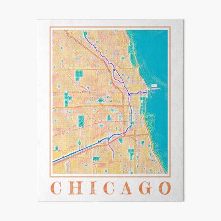 Chicago Watercolor Map Chicago Bears Art Chicago Gift 