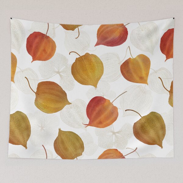 Item preview, Physalis red, orange flowers watercolor print. Cape gooseberry buds' structure. Golden berry, Chinese lantern composition designed and sold by likapix.