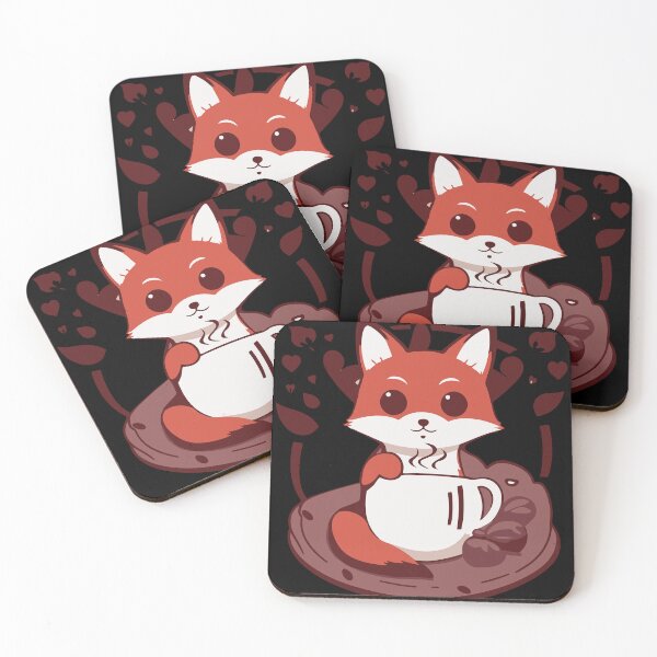Item preview, Cute Fox with morning coffee in red designed and sold by Getup-clothing.