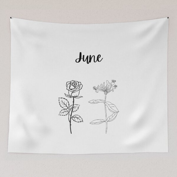 Item preview, June birth flower shirt - Rose and Honeysuckle minimal designed and sold by Leivenaar.