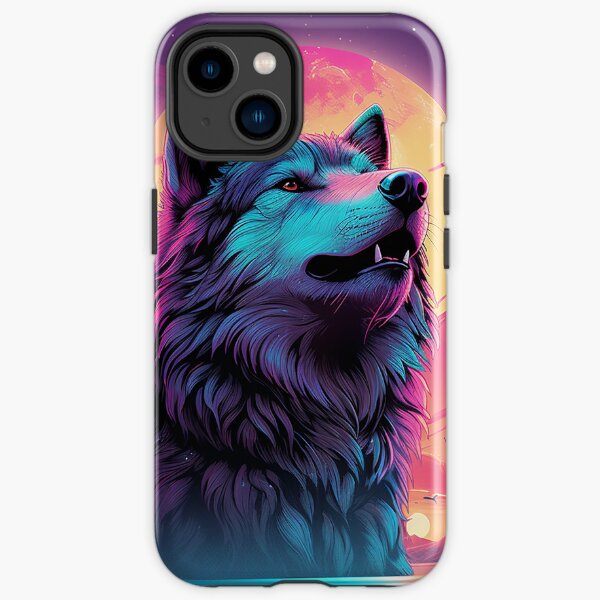 Vaporwave Wolf iPhone Tough Case