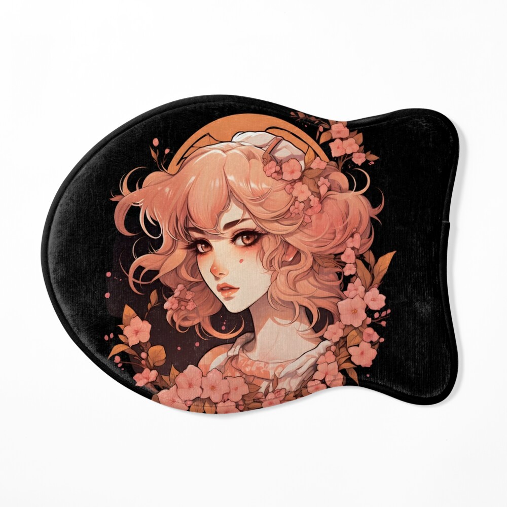 Floral anime girl peach theme