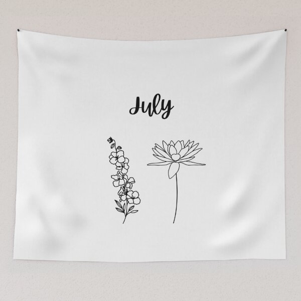 Item preview, July birth flower shirt - Larkspur and Water Lily minimal designed and sold by Leivenaar.