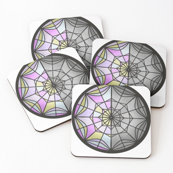 Item preview, Wenclair Half colour, Half Black and White round stained glass window designed and sold by Gueniver.