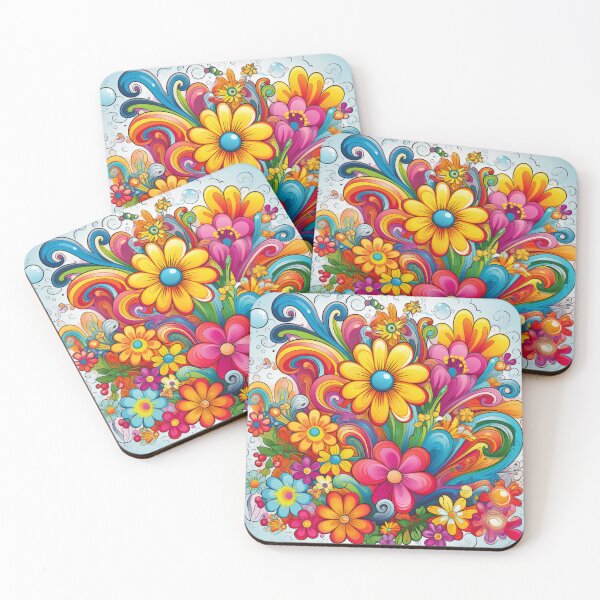 Item preview, Hippy Floral Bright Colorful Swirls Bubbles Flower Magic  designed and sold by WA Designs.