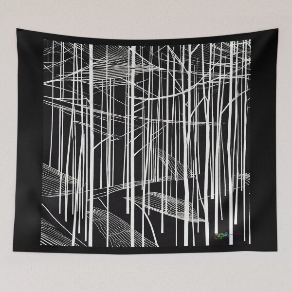 Item preview, Haunted Forest Abstract – Black and White Art 15 designed and sold by Benito Del Ray.